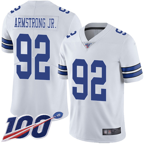 Men Dallas Cowboys Limited White Dorance Armstrong Jr. Road #92 100th Season Vapor Untouchable NFL Jersey->women nfl jersey->Women Jersey